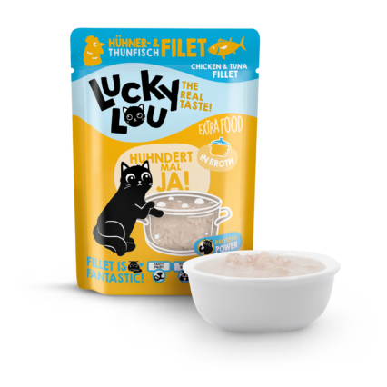 LUCKY LOU Extrafood pre Mačky Adult - Kurací a Tuniakový filet vo vývare