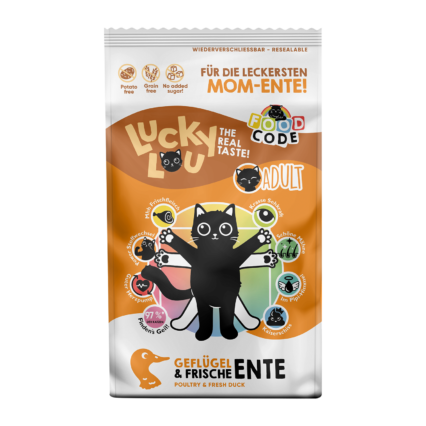 LUCKY LOU Food Code pre mačky Adult - Hydina a Kačka